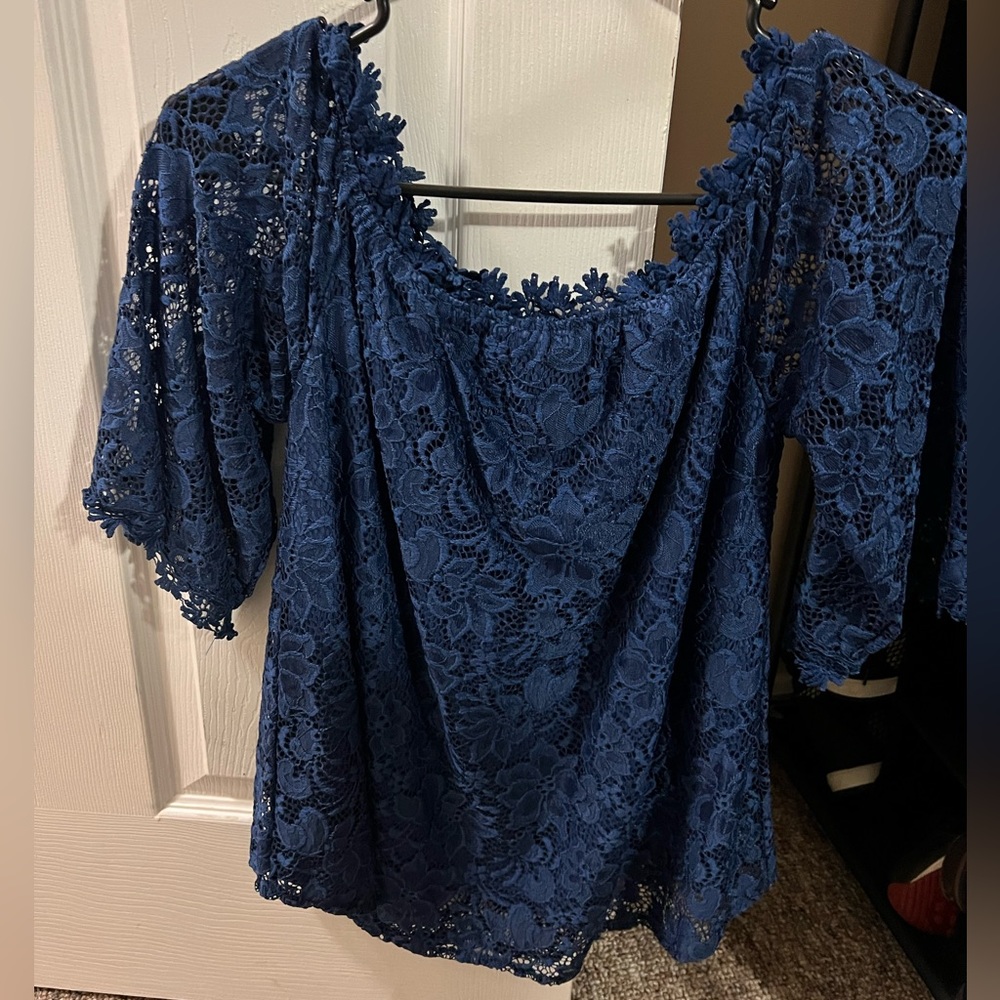 Navy blue dress shirt.